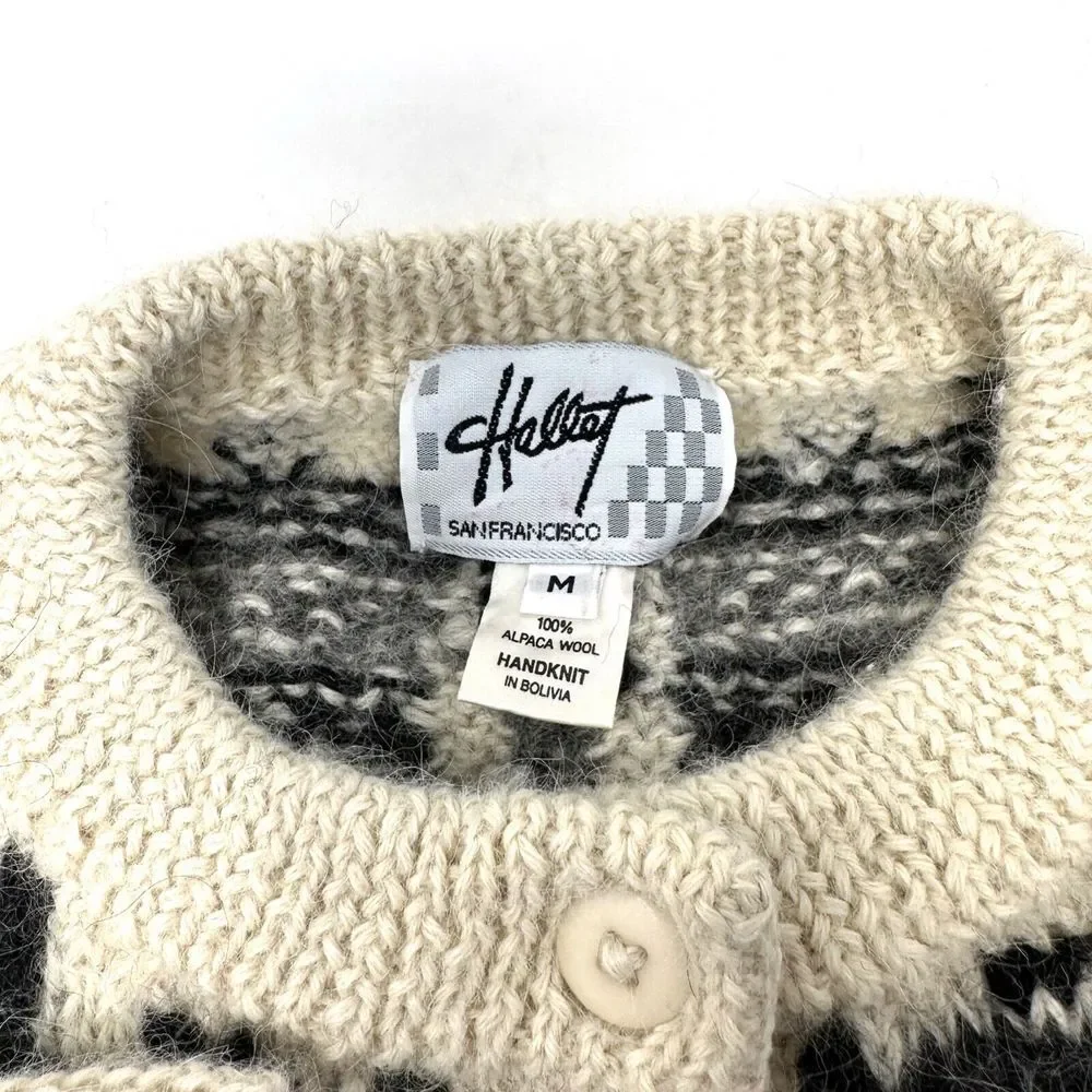 Hallet‎ San Francisco Womens Vintage Alpaca Wool Sweater Size Medium Handknit